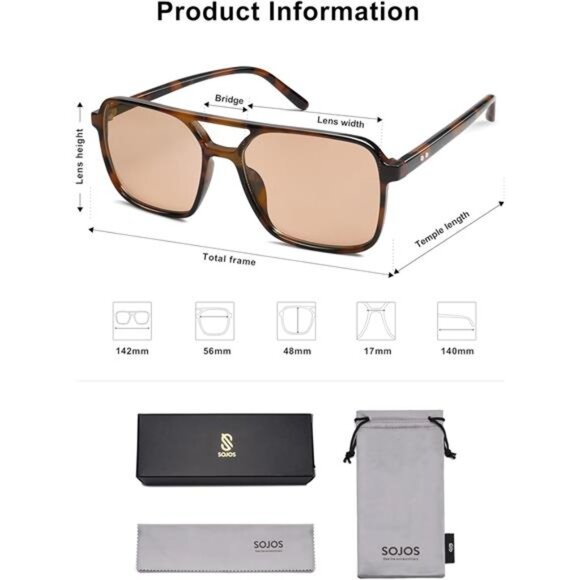 Aviator sunglasses for women men retro square vintage UV400 sun glasses trendy - Picture 5 of 7